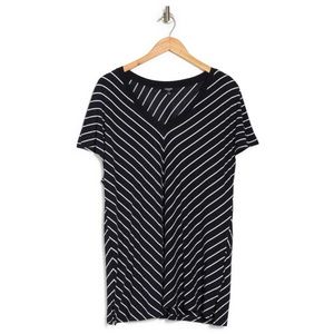 PREMISE STUDIO V-Neck Extended Sleeve Stripe Print Jersey Top 2X EUC